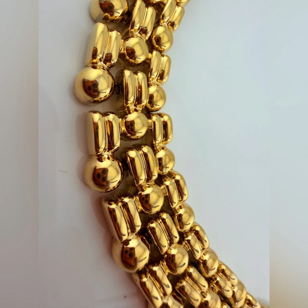 Vintage Ultra-Heavy Gold Plated Panther Link Necklace – 116g Couture Quality